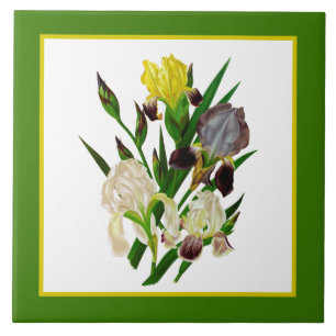 cute German iris floral decor vintage Tile