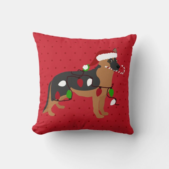 Cute German Shepherd Christmas Cushion (Front)