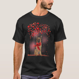 Cute German Shepherd Couple Valentine Love Tree T-Shirt