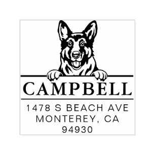 Cute German Shepherd Custom Dog Address Stamp 