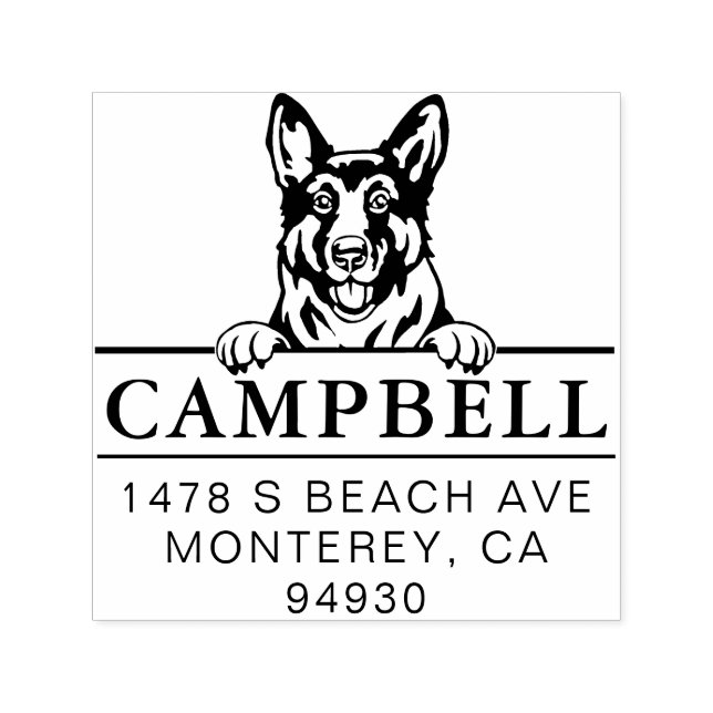 Cute German Shepherd Custom Dog Address Stamp  (Design)