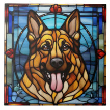 Cute German Shepherd Decorative Tile