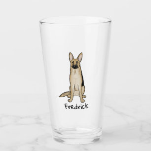Cute German Shepherd Dog Cartoon Custom Glass