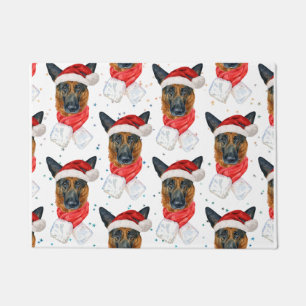 Cute German Shepherd Dog Christmas Pattern Doormat