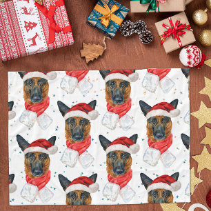 Cute German Shepherd Dog Christmas Pattern Fleece Blanket