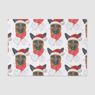 Cute German Shepherd Dog Christmas Pattern Tissue Paper