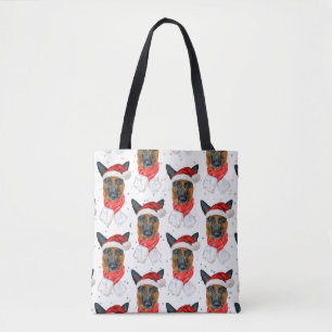 Cute German Shepherd Dog Christmas Pattern Tote Bag