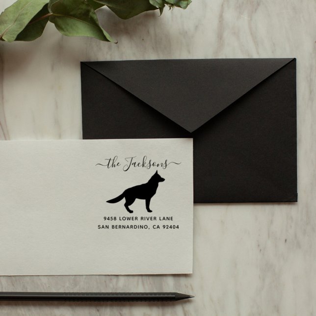 Cute German Shepherd Dog Family Return Address Rubber Stamp (Creator Uploaded)