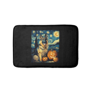 Cute German Shepherd Dog Halloween Jack O Lantern Bath Mat