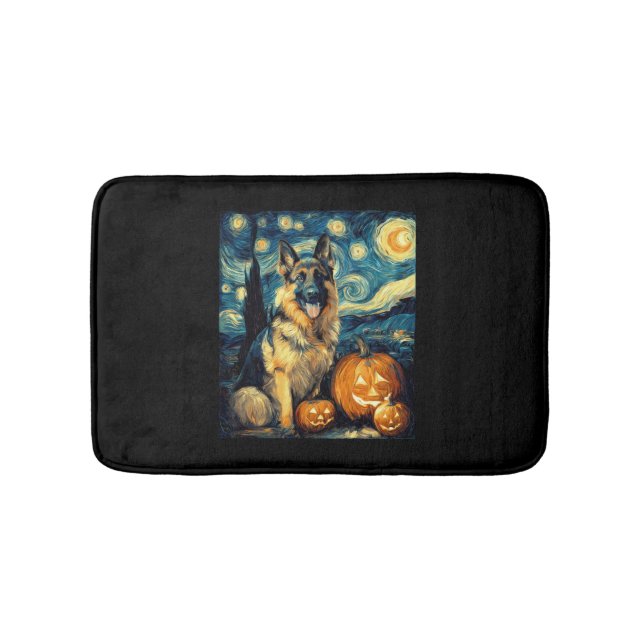 Cute German Shepherd Dog Halloween Jack O Lantern  Bath Mat (Front)