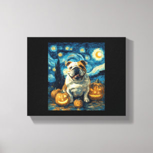 Cute German Shepherd Dog Halloween Jack O Lantern Canvas Print