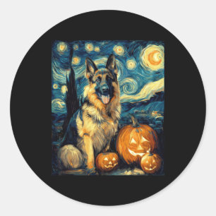 Cute German Shepherd Dog Halloween Jack O Lantern Classic Round Sticker