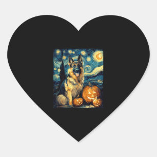 Cute German Shepherd Dog Halloween Jack O Lantern Heart Sticker