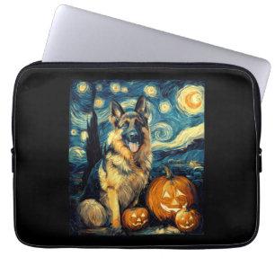 Cute German Shepherd Dog Halloween Jack O Lantern  Laptop Sleeve