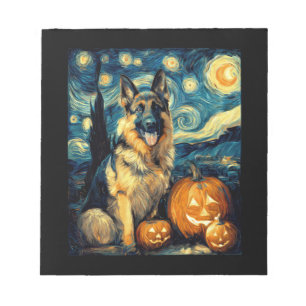 Cute German Shepherd Dog Halloween Jack O Lantern Notepad