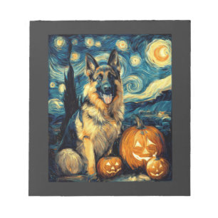Cute German Shepherd Dog Halloween Jack O Lantern Notepad