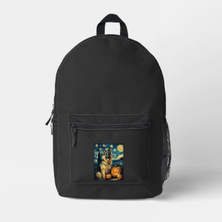Cute German Shepherd Dog Halloween Jack O Lantern  Printed Backpack