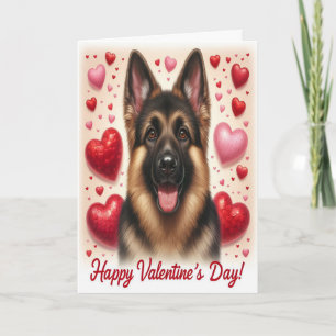 Cute German Shepherd Dog Happy Valentine's Day Holiday Card