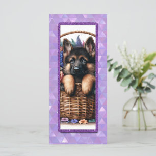 Cute German Shepherd Dog In A Basket