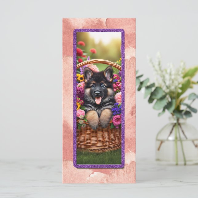 Cute German Shepherd Dog In A Basket (Standing Front)