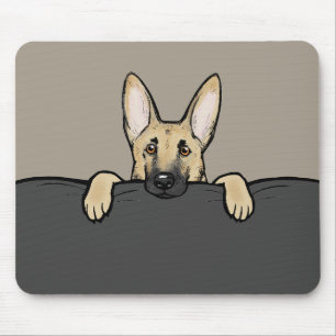 Cute German Shepherd Dog Peeking Mouse Mat