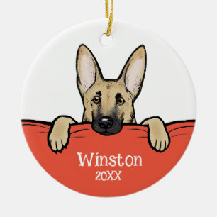 Cute German Shepherd Dog Personalized Ceramic Tree Decoration