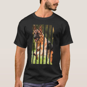 Cute German Shepherd Dog Puppy American Us Flag T-Shirt