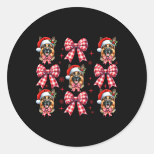 Cute German Shepherd Dog Red Plaid Coquette Bow Ch Classic Round Sticker