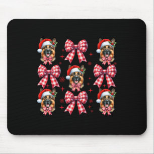 Cute German Shepherd Dog Red Plaid Coquette Bow Ch Mouse Mat
