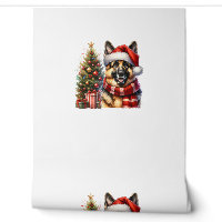Cute German Shepherd Dog Santa Hat Christmas Tree