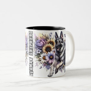 Cute German Shepherd Dog Two-Tone Coffee Mug