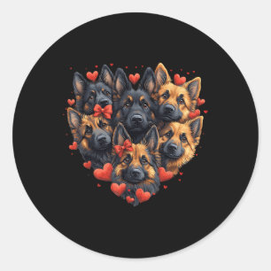 Cute German Shepherd Dog Valentines Day Love Heart Classic Round Sticker