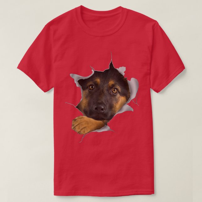 Cute German Shepherd Face Inside German Shepherd P T-Shirt (Design Front)