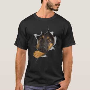 Cute German Shepherd Face Inside T-Shirt