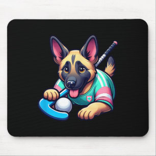 Cute German Shepherd Field Hockey Puppy Mascot Mouse Mat