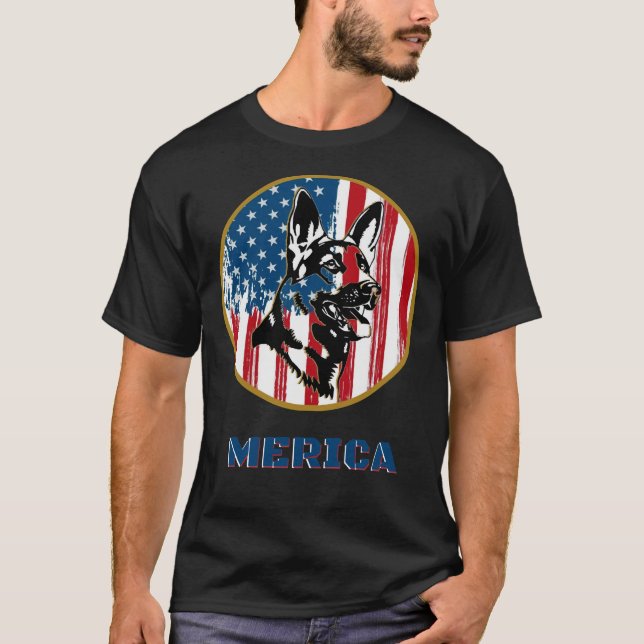 Cute German Shepherd Merica Perfect T-Shirt (Front)