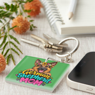 Cute German Shepherd Mum Flower Crown - GSD Dog M Key Ring