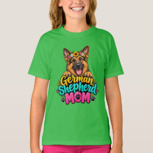 Cute German Shepherd Mum Flower Crown - GSD Dog M T-Shirt