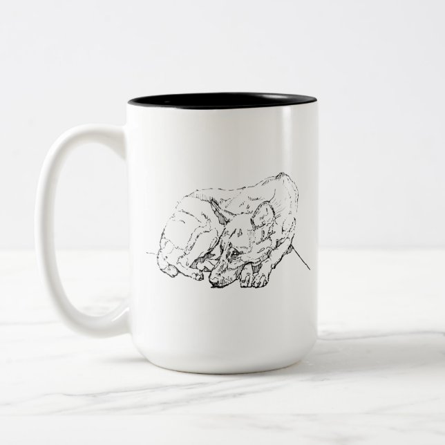 Cute German Shepherd Personalised Coffee Two-Tone Coffee Mug (Left)