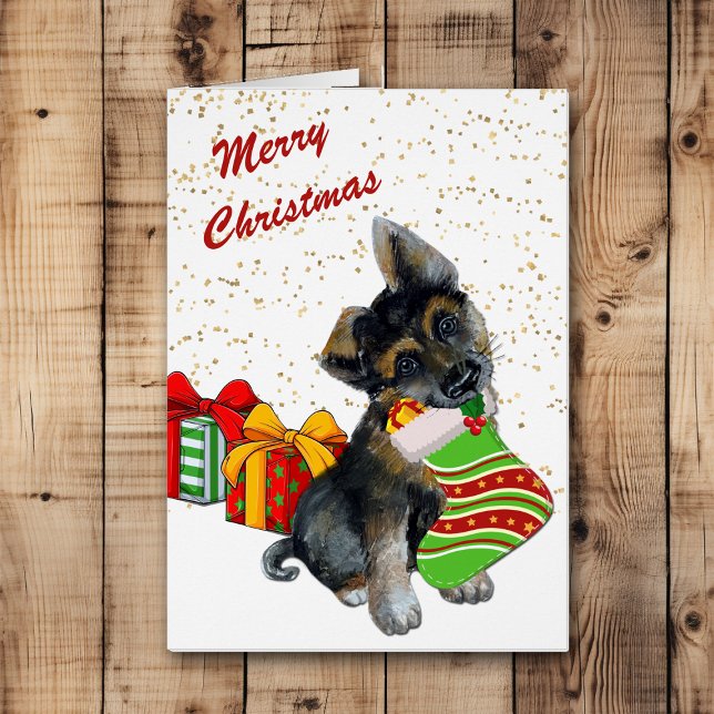 Cute German Shepherd Puppy and Stocking (Creator Uploaded)