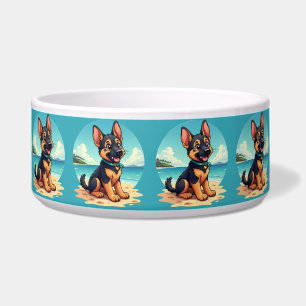 Cute German Shepherd Puppy Beach Illustration