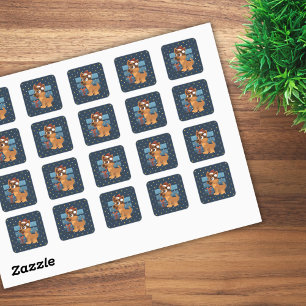 Cute German Shepherd puppy Cartoon Starry night Square Sticker