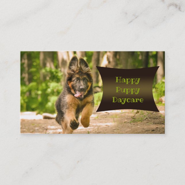Cute German Shepherd Puppy Daycare Business Card (Front)