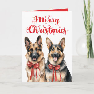 Cute German Shepherd Puppy Dog Merry Christmas  Card