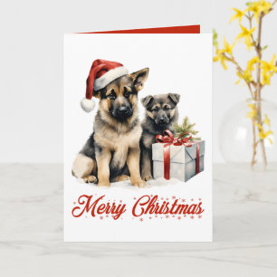 Cute German Shepherd Puppy Dog Merry Christmas  Card