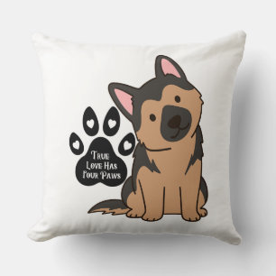 Cute German Shepherd Puppy Dog Paw Quote Cushion