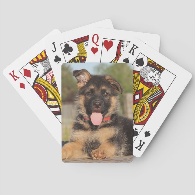 Cute German Shepherd Puppy Dog Playing Cards (Back)
