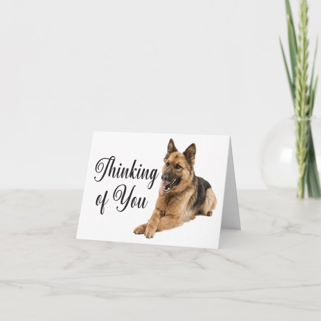 Cute German Shepherd Puppy Dog Thinking Of You   Card (Front)