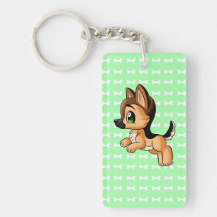 Cute German Shepherd Puppy Double Sided Keychain