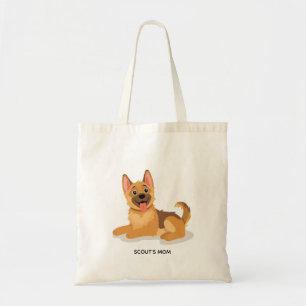 Cute German Shepherd Puppy Illustration Reusable Tote Bag